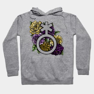 Enby Dahlias and Peonies with a Symbol Hoodie